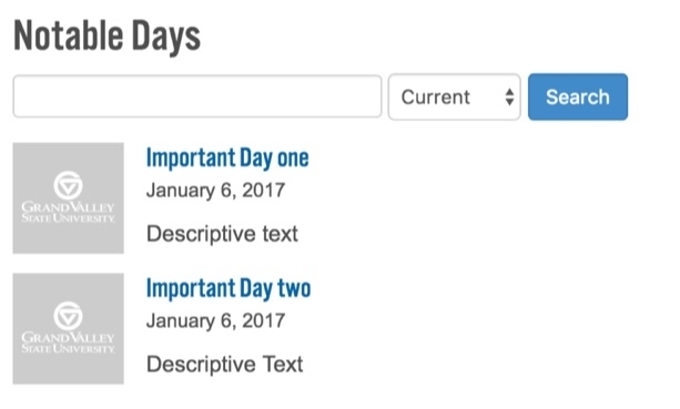 Notable Days Example